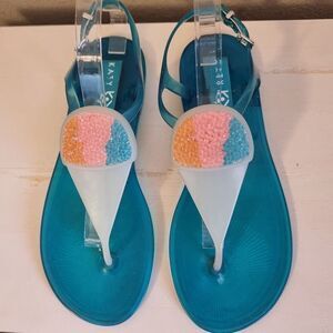 THE KIKI SANDAL Katy Perry Blue Snowcone Sandals with Beaded Design